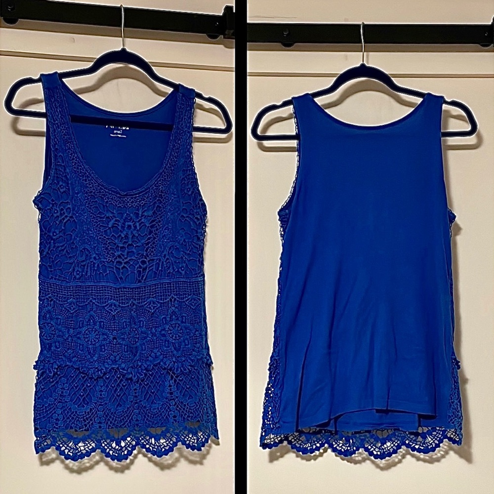 Royal Blue Knitted Lace Tank Top, women small
